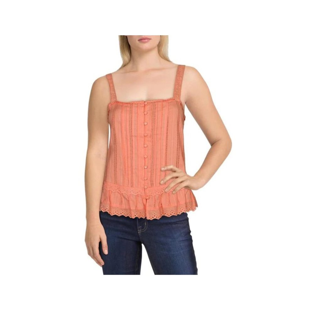 Allison NWT Cotton Coral Eyelet Lace Trimmed Camisole